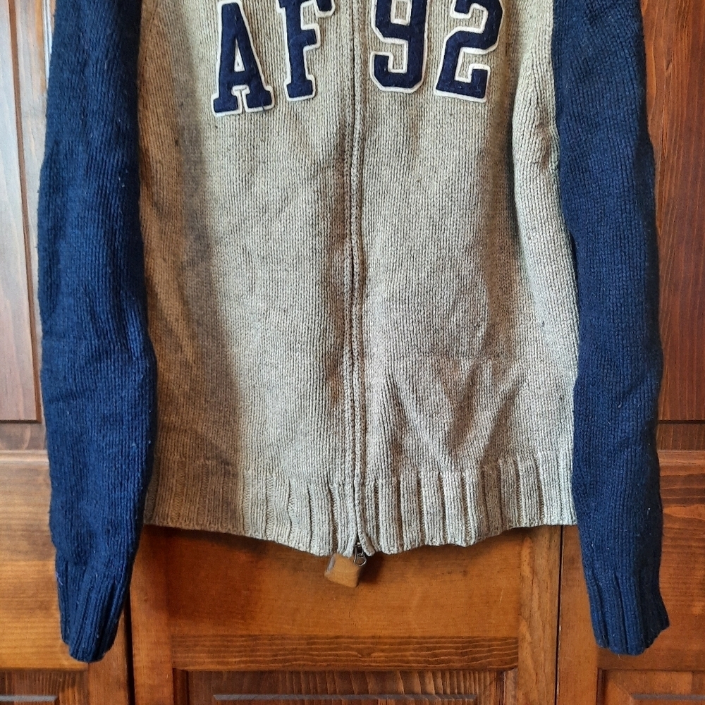 Vintage Y2K Abercrombie & Fitch Lambswool Blend Zip Up Knit Cardigan Sweater XL - Picture 3 of 10